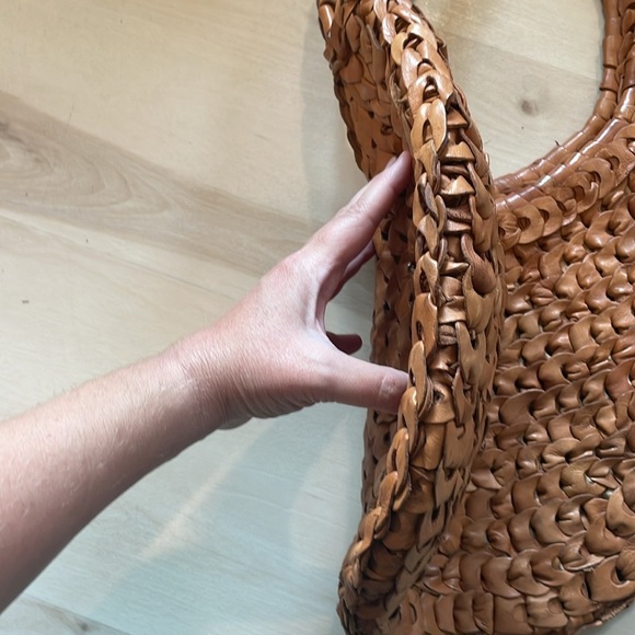 Vintage 70’s leather link boho large shoulder bag - Picture 11 of 13